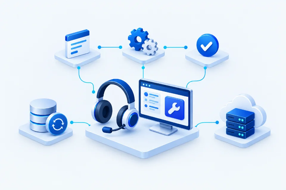Support, monitoring and recovery connected in one workflow.